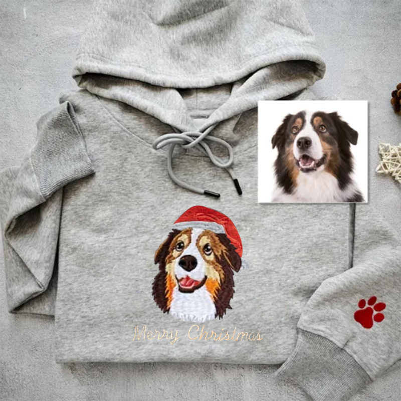 Embroidered Pet Portrait Organic Christmas Jumper Sweatshirt
