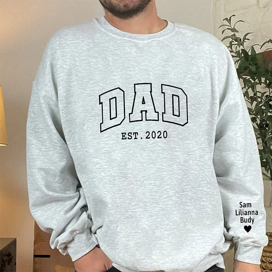 Custom Dad Embroidered Sweatshirt, Shirt With Kids Names, Grandpa Hoodie, Gifts For Dad, Fathers Day Shirt, Father's Day Gift, Daddy Gift