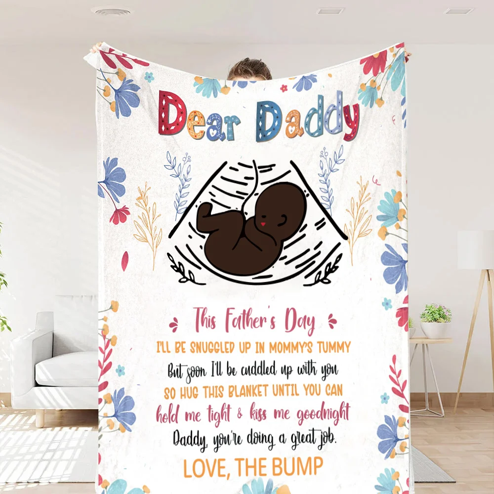 Dear Daddy Blanket, Happy Father's Day Blanket, Heart Blanket, Family Blanket，Soft Blanket