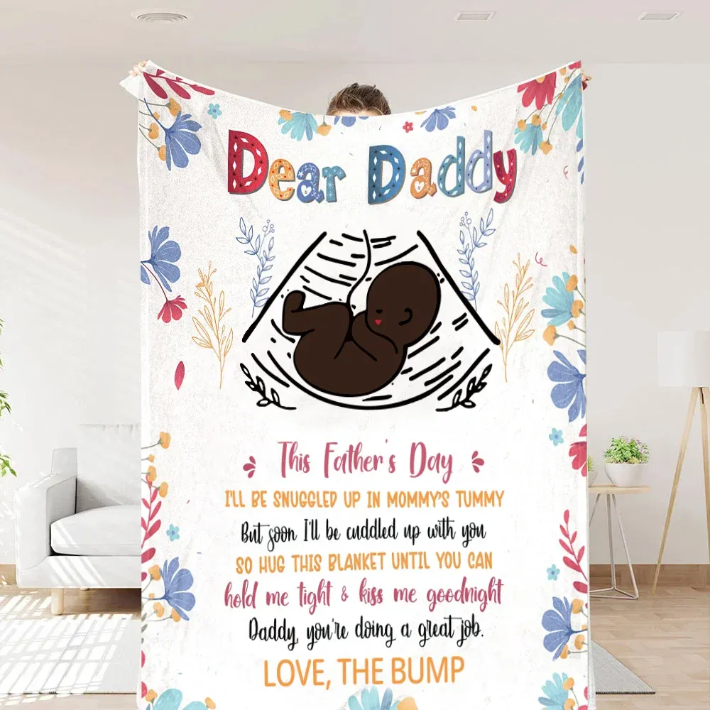 Dear Daddy Blanket, Happy Father's Day Blanket, Heart Blanket, Family Blanket，Soft Blanket