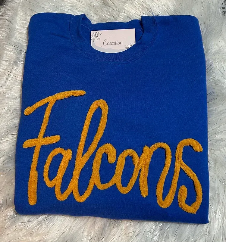 Personalized Yarn Embroidered Sweatshirt, Custom Chenille Team Sweatshirt