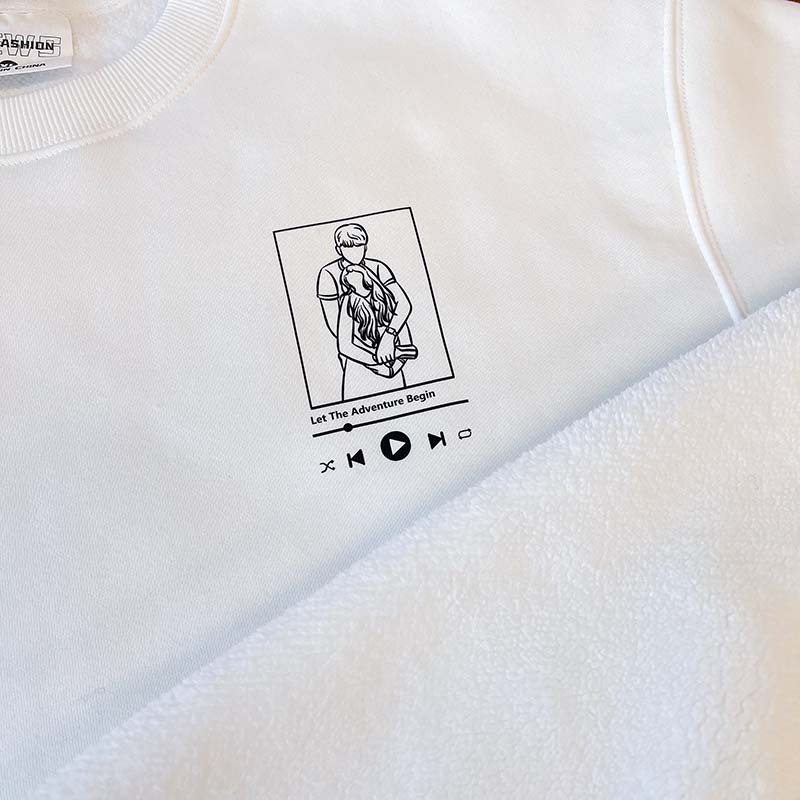 Custom Photo Embroidery Sweatshirt Couple hoodie