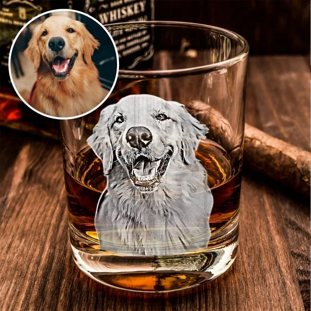 Pet Photo Whiskey Glass, Pet Memorial, Dog Portrait, Dog Memorial Gift, Pet Loss Gift, Custom Pet Portrait From Photo, Father's Day