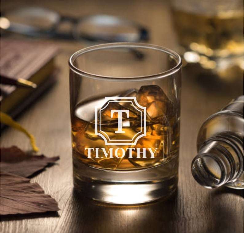 4 Pcs set of Personalized Bourbon Glass, Custom Engraved Rocks Glasses , Whiskey Gift For Him, Birthday Gift for Men, Man Cave, Gifts For Dad
