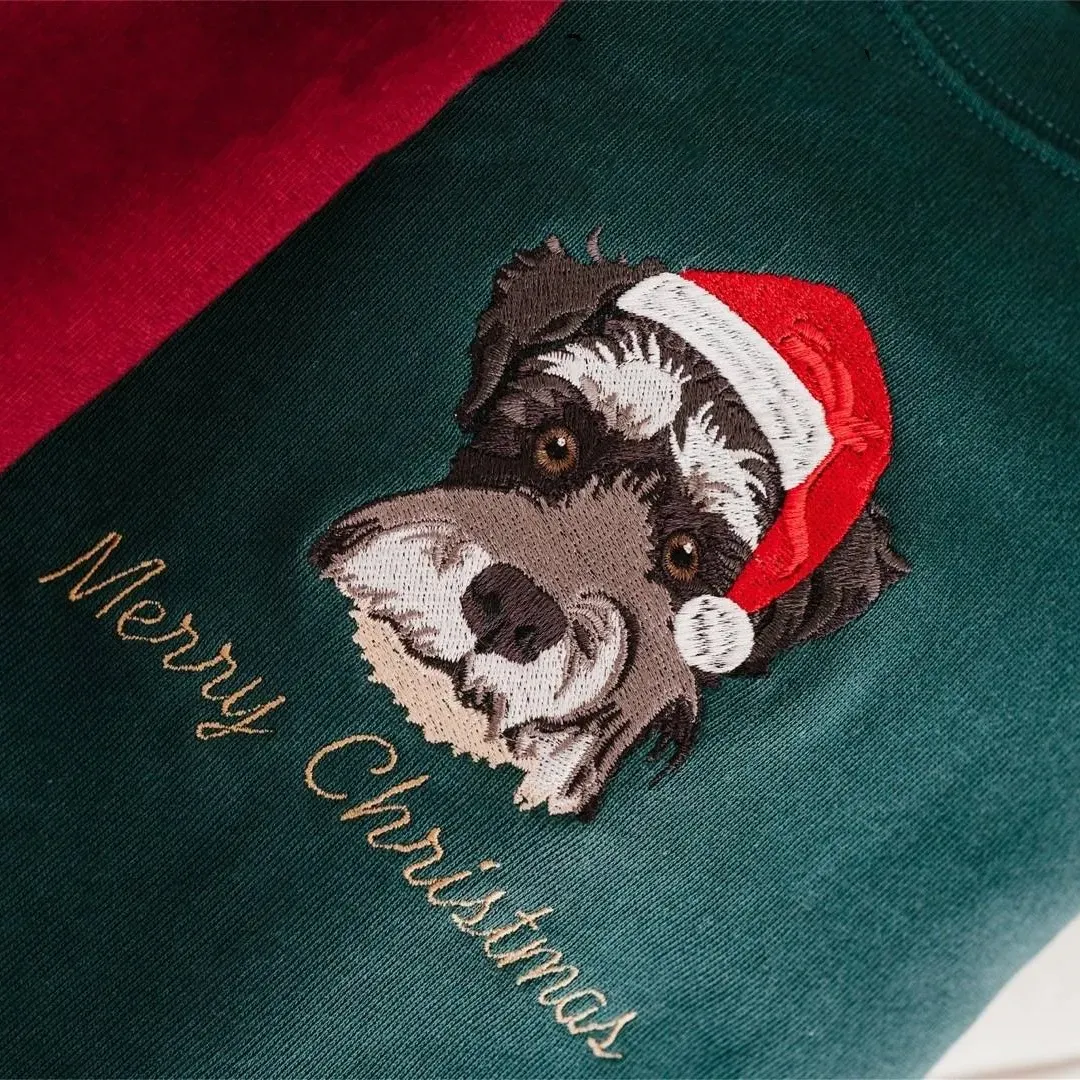 Embroidered Pet Portrait Organic Christmas Jumper Sweatshirt