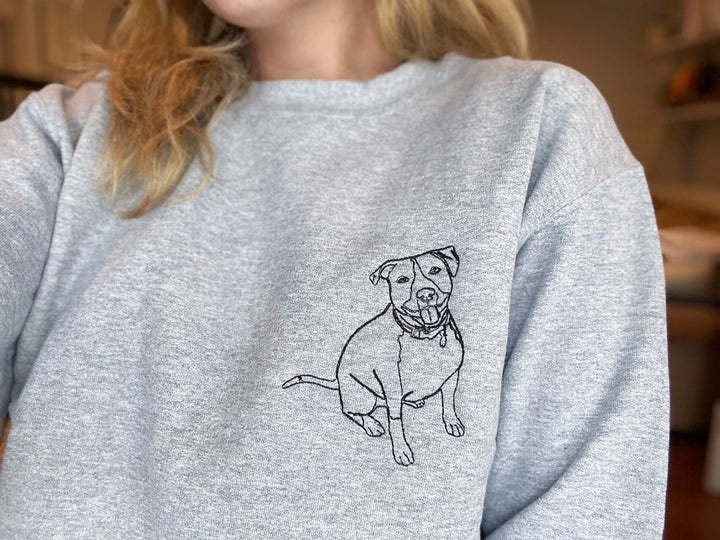 Personalized Embroidered Sweatshirt, Custom Pet Portrait Photo Crewneck Gift, Personalized Pet Face Sweatshirt Gift