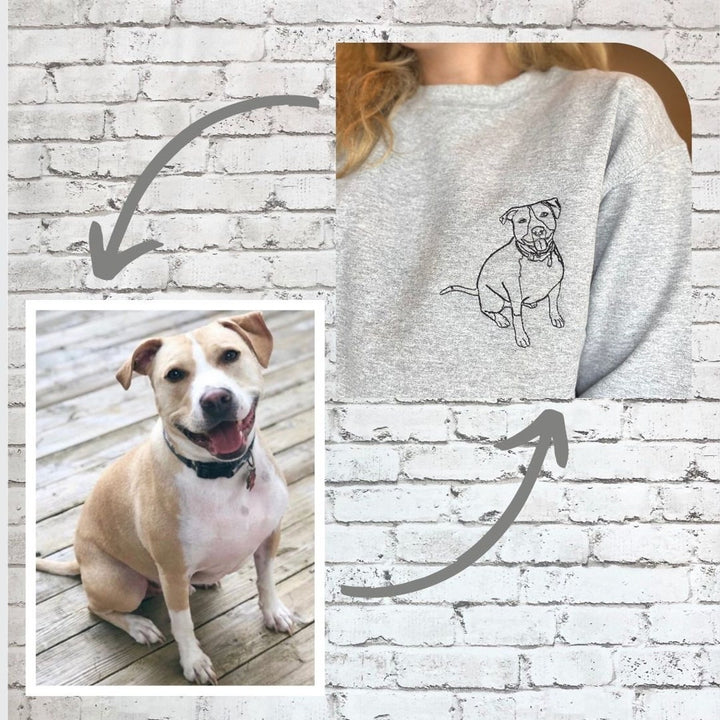 Personalized Embroidered Sweatshirt, Custom Pet Portrait Photo Crewneck Gift, Personalized Pet Face Sweatshirt Gift