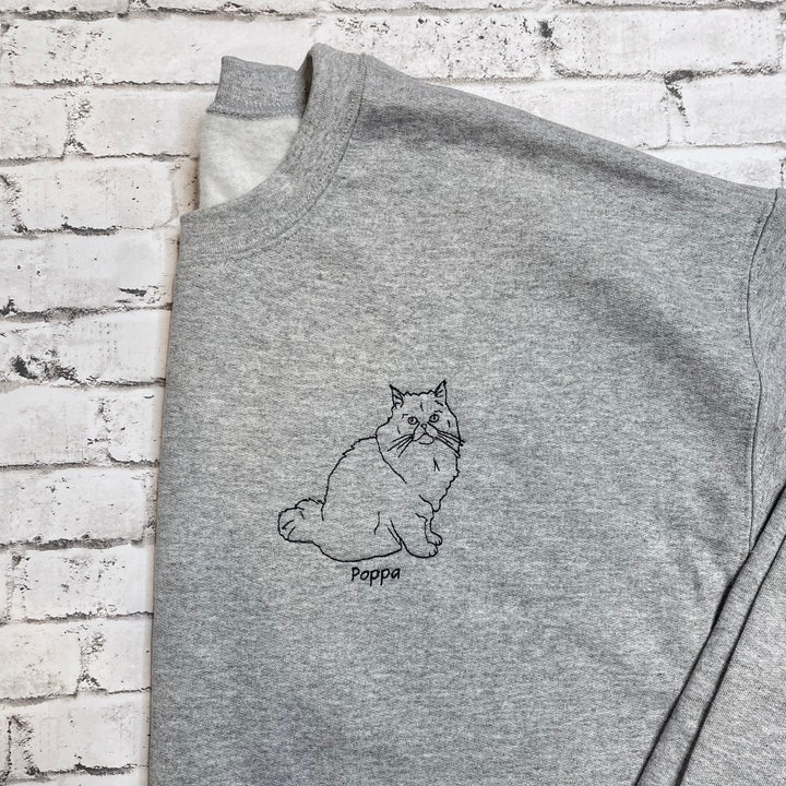 Personalized Embroidered Sweatshirt, Custom Pet Portrait Photo Crewneck Gift, Personalized Pet Face Sweatshirt Gift