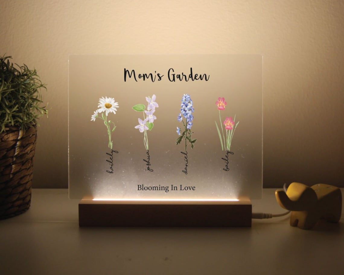 Custom Birth Month Flower Light ,Gift For Mom