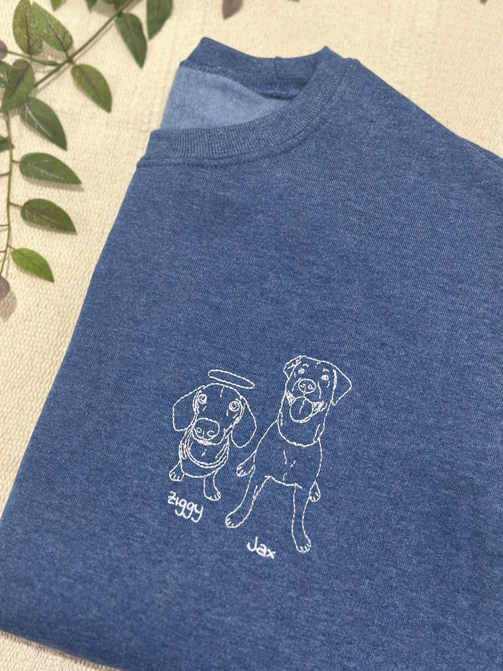 Personalized Embroidered Sweatshirt, Custom Pet Portrait Photo Crewneck Gift, Personalized Pet Face Sweatshirt Gift