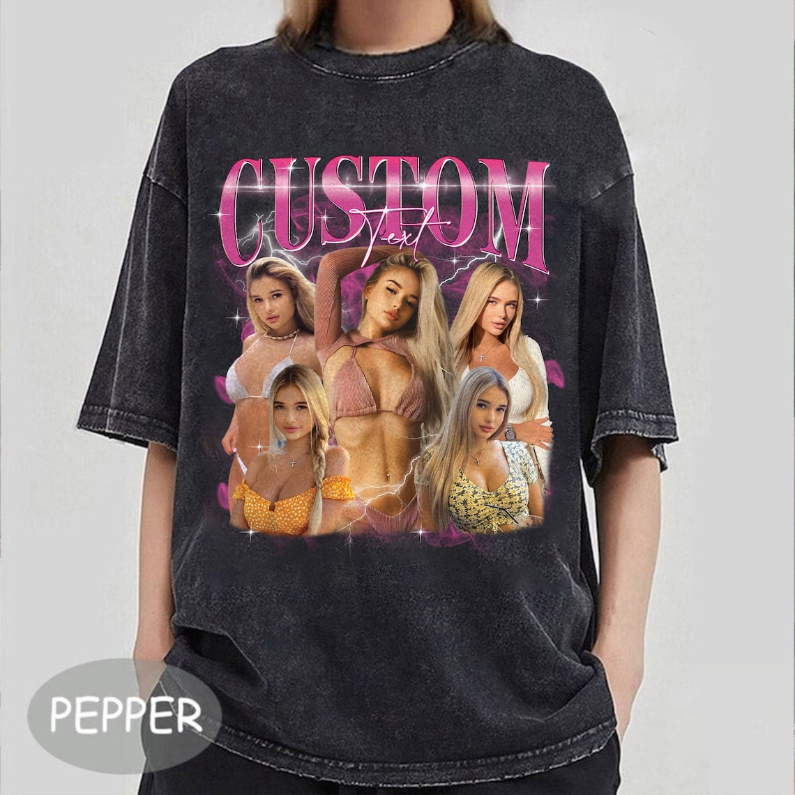 Custom Your Photo and Your Name T-Shirt, Comfort Color Personalized Vintage Style Shirts