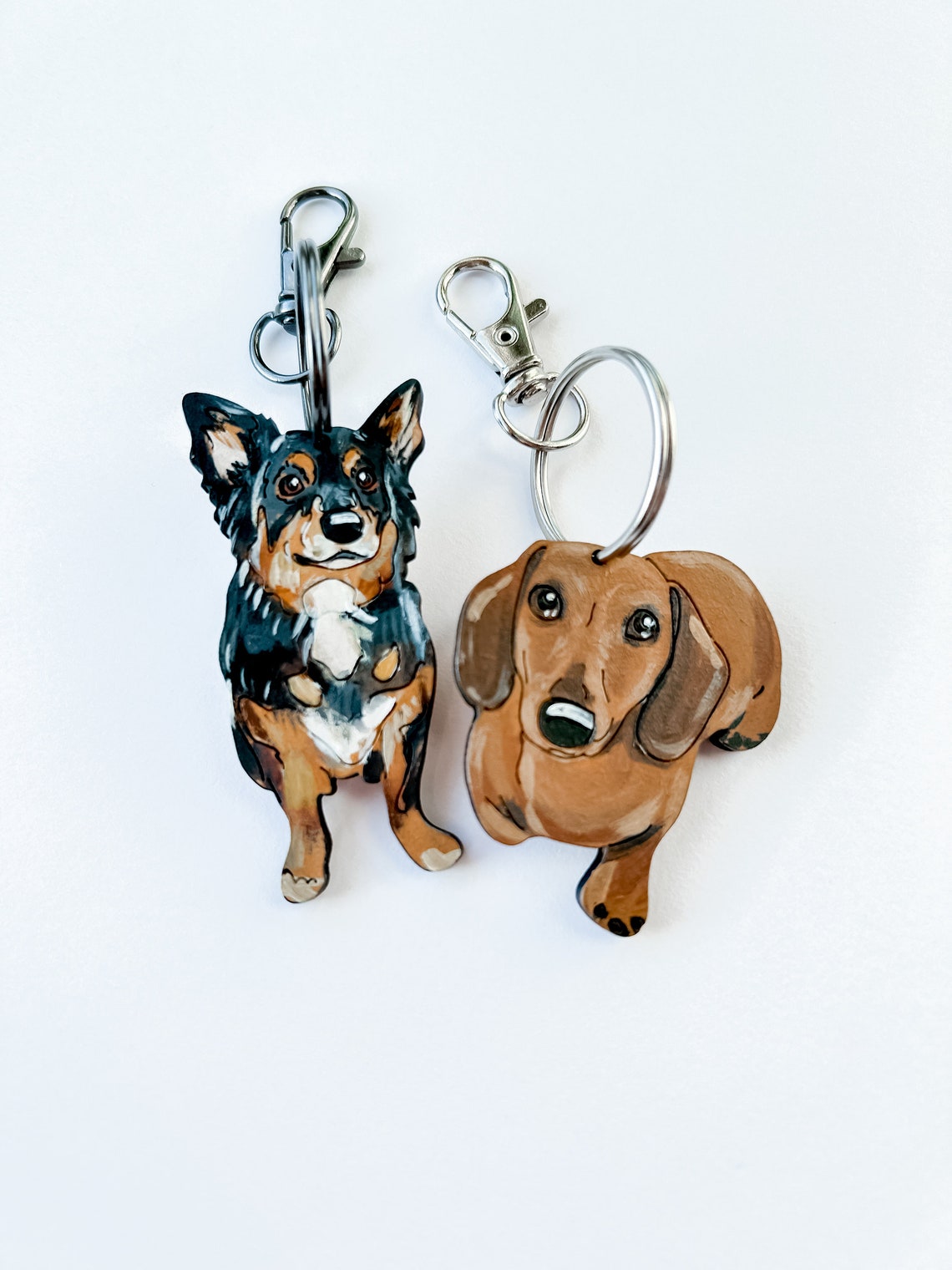 Personalized Pet Portrait Keychain, Custom Pet Memorial Gift Portrait Keychain
