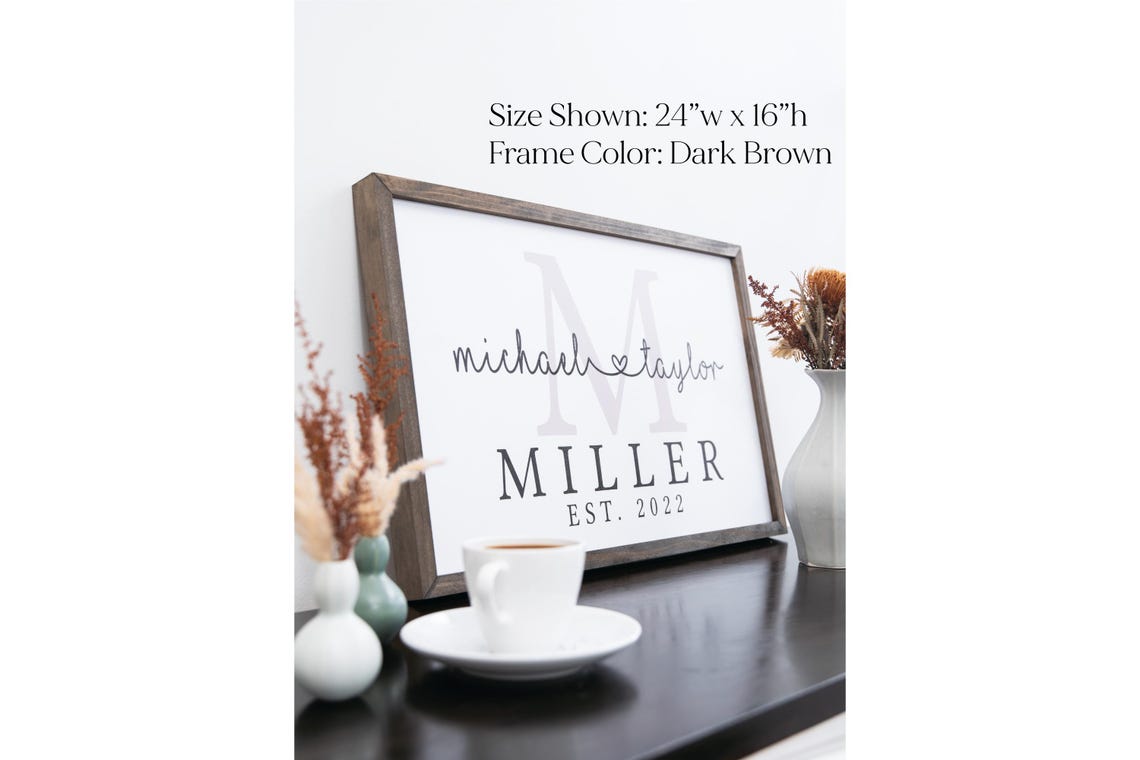 Personalized Monogram Sign | Custom Wedding & Mother's Day Gift | Established Name Sign