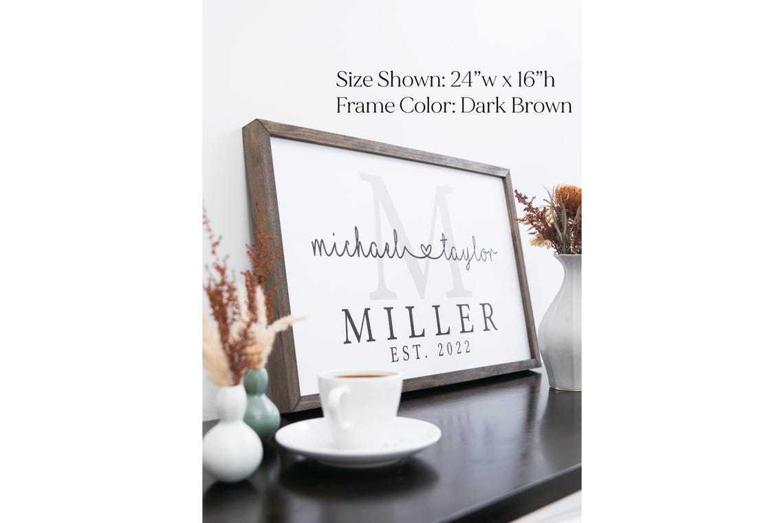 Personalized Monogram Sign | Custom Wedding & Mother's Day Gift | Established Name Sign