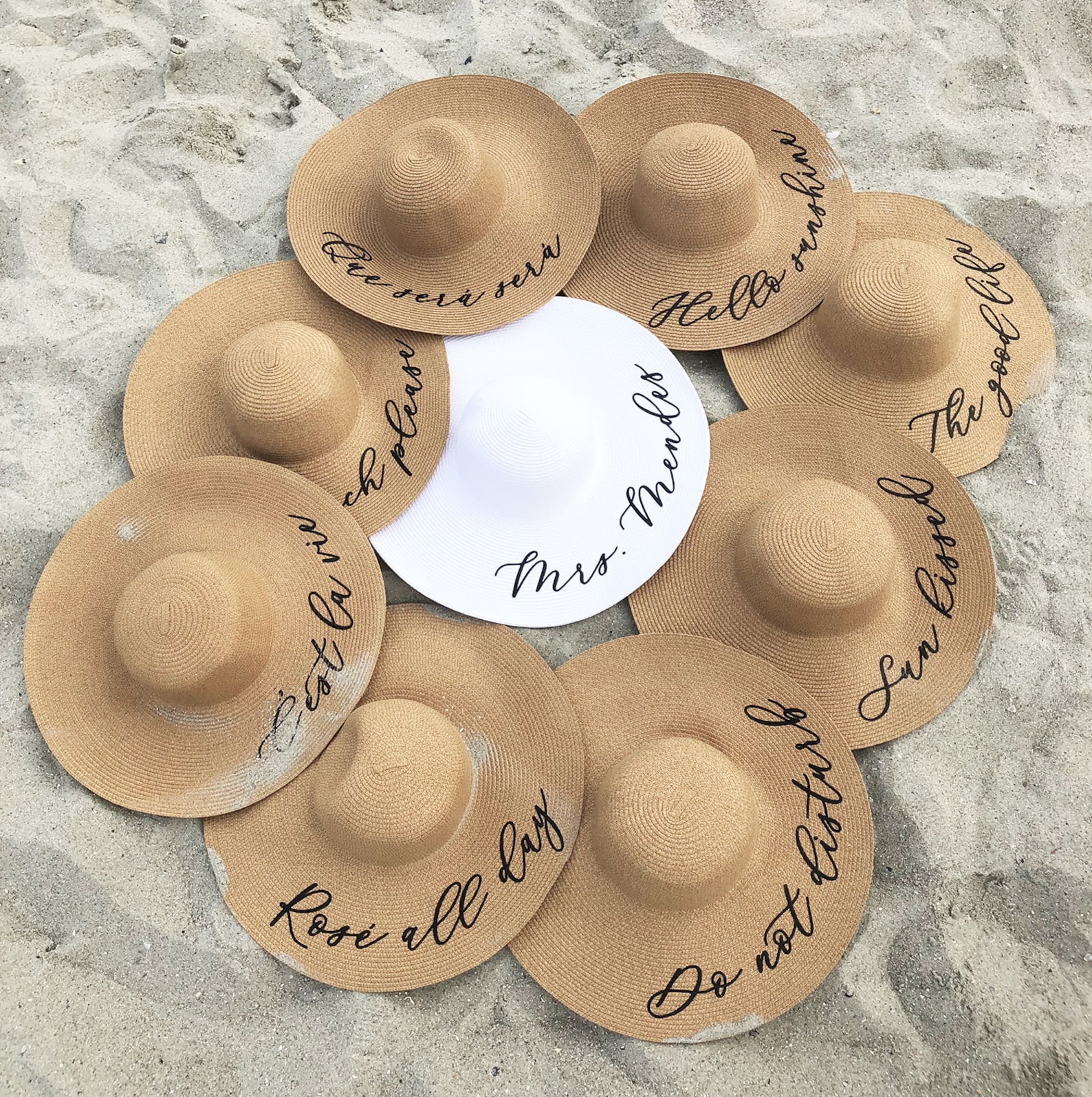 Custom Bride Sun Hat - Summer Bride Gift Idea - Bachelorette Party Hat - Bride Beach Hat - White Floppy Hat for Honeymoon