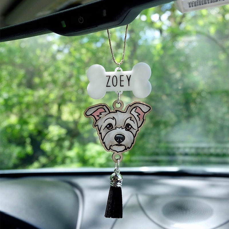 1 Pet - Rear View Mirror Charm | Custom Hand Painted Pet Portrait | Dog | Cat