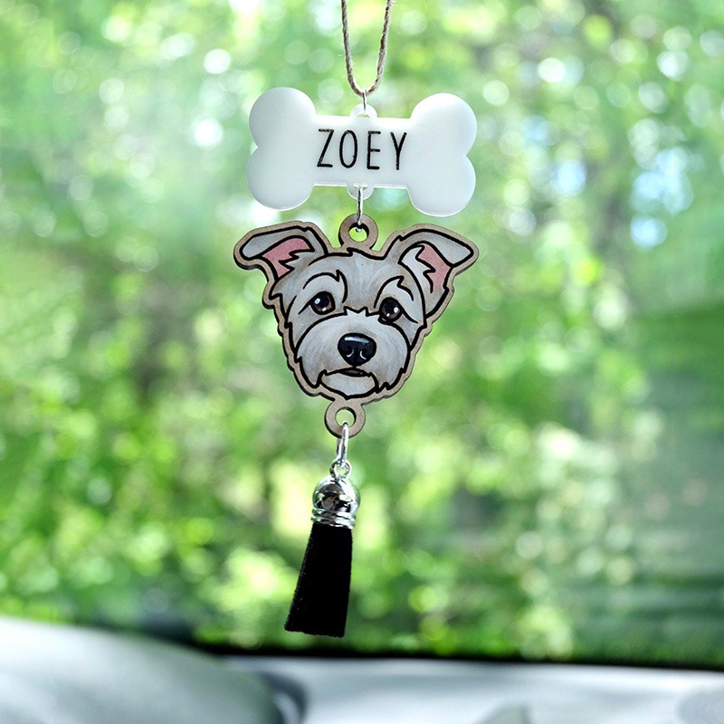 1 Pet - Rear View Mirror Charm | Custom Hand Painted Pet Portrait | Dog | Cat