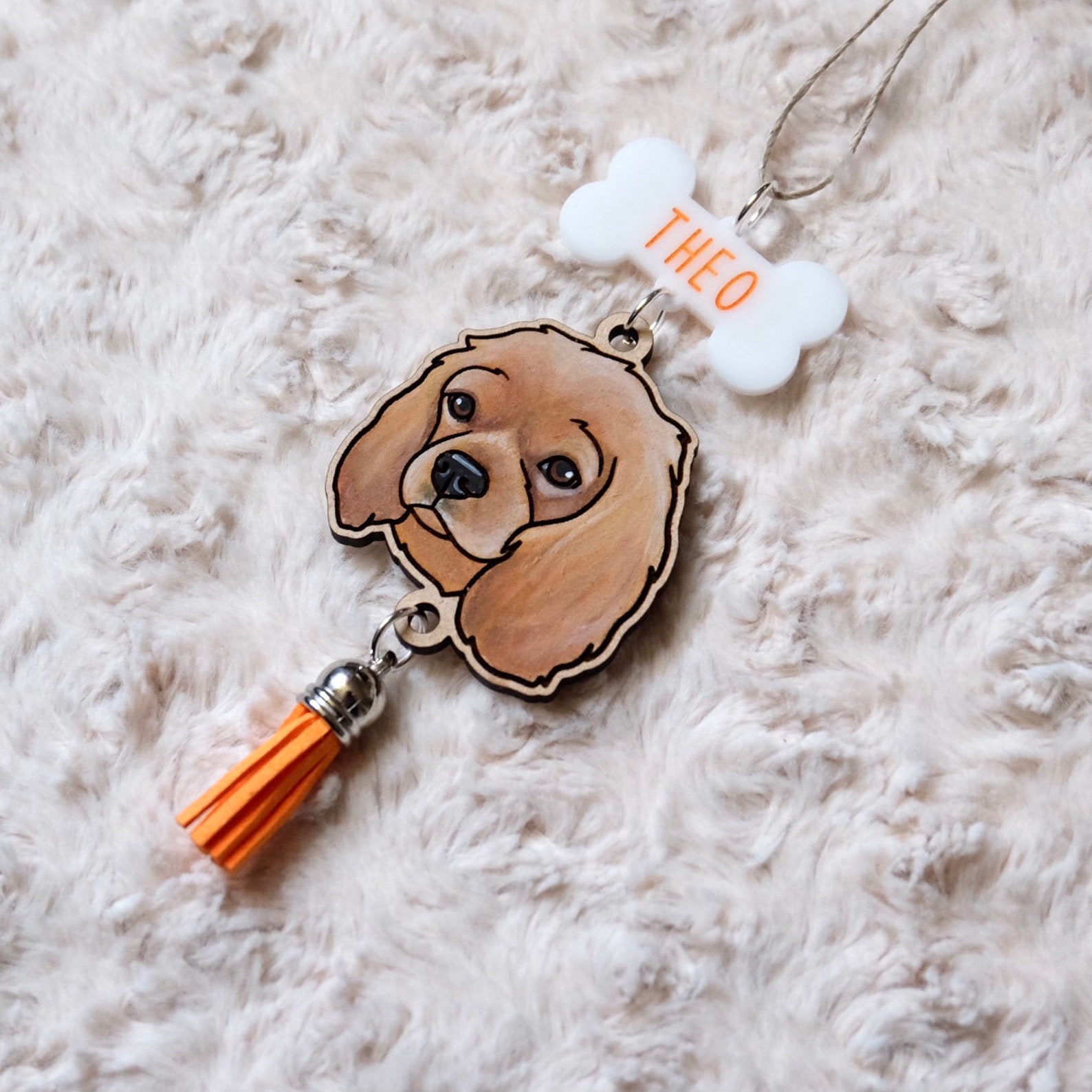 1 Pet - Rear View Mirror Charm | Custom Hand Painted Pet Portrait | Dog | Cat