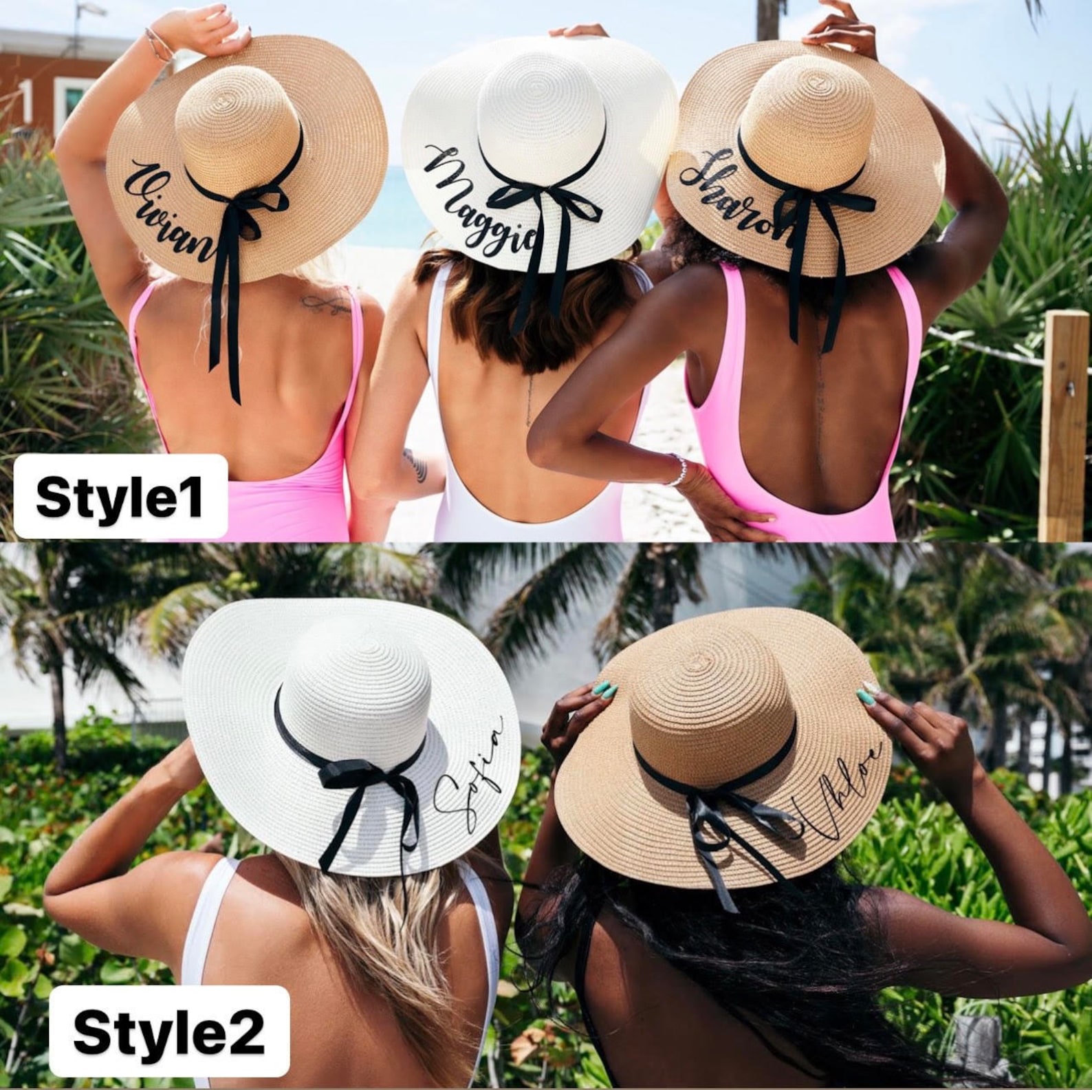 Customized Floppy Beach hats, Bride to be Gift, Custom Beach hat, Personalized hat, Mrs. Beach Hat, Bridesmaid Gift, Bridal party hat-bl rib