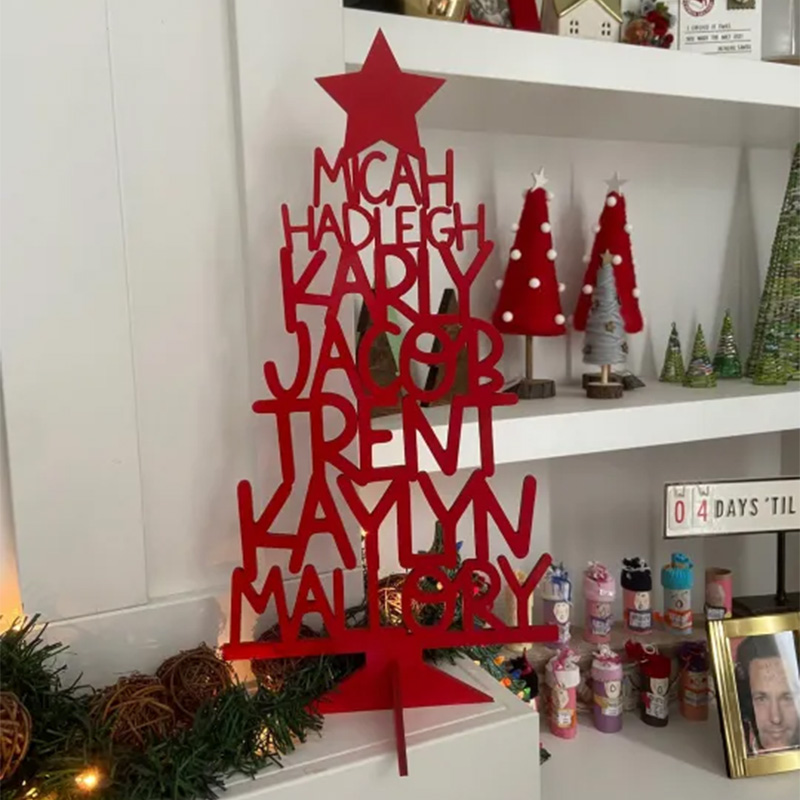Custom Family Christmas Acrylic/Wood Tree Personalized with Names