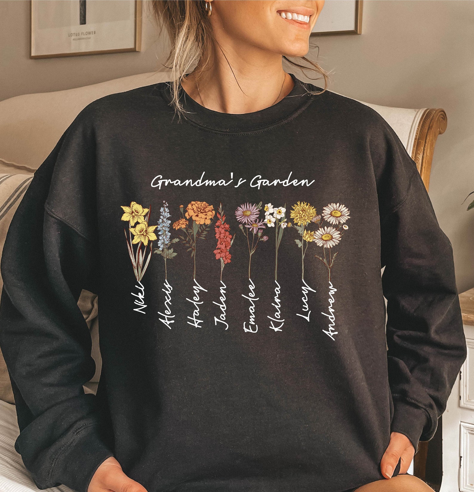 Mom/Grandma's Garden Birth Month Flower Sweatshirt