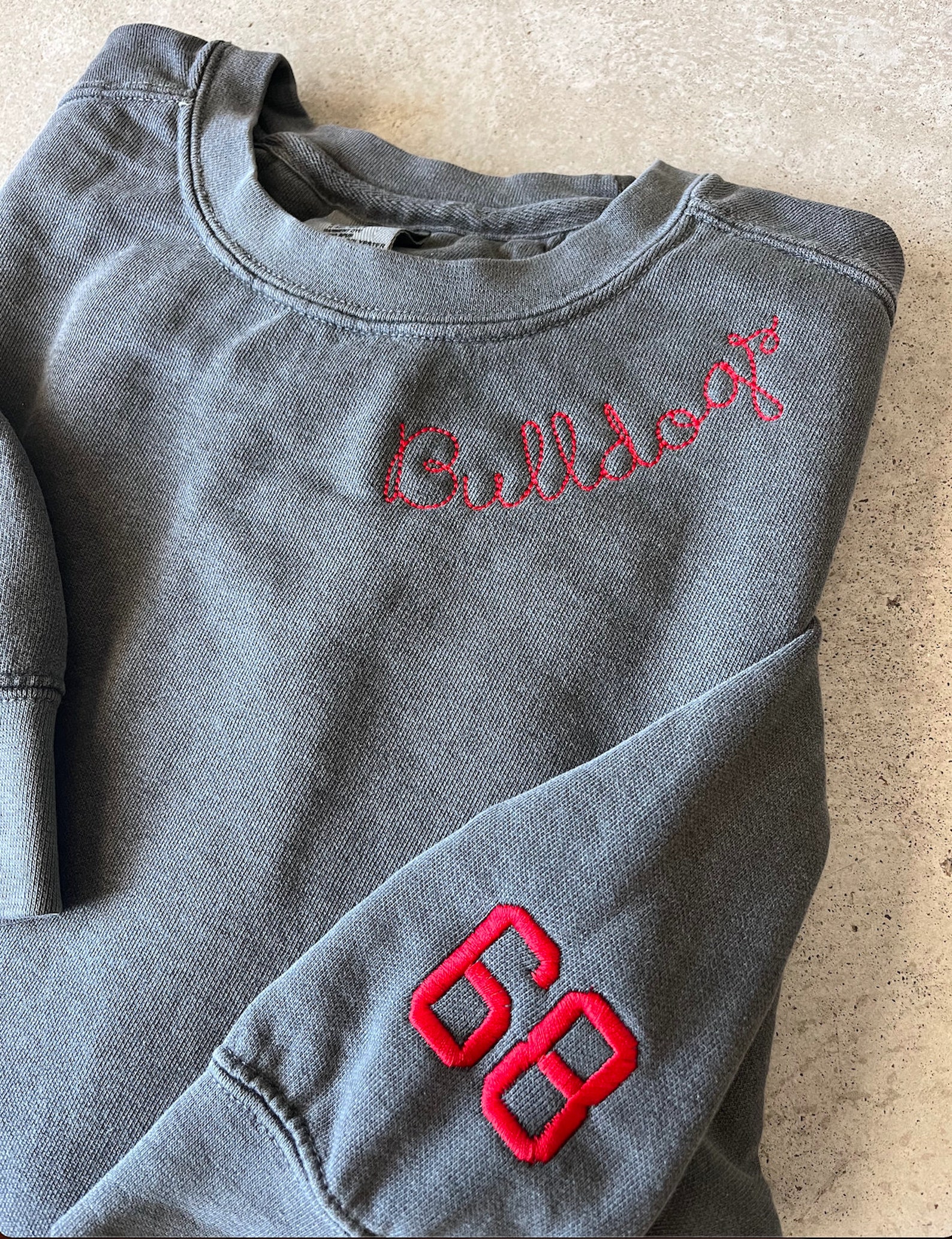 Custom Embroidered, High school Mascot Embroidered Sweatshirt,  Embroidered Collar, Football Fan Pullover