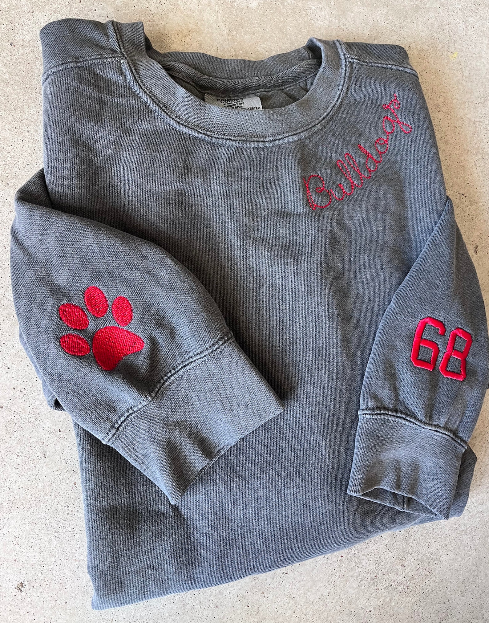 Custom Embroidered, High school Mascot Embroidered Sweatshirt,  Embroidered Collar, Football Fan Pullover