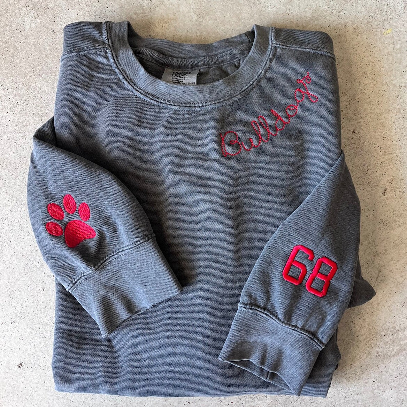 Custom Embroidered, High school Mascot Embroidered Sweatshirt,  Embroidered Collar, Football Fan Pullover