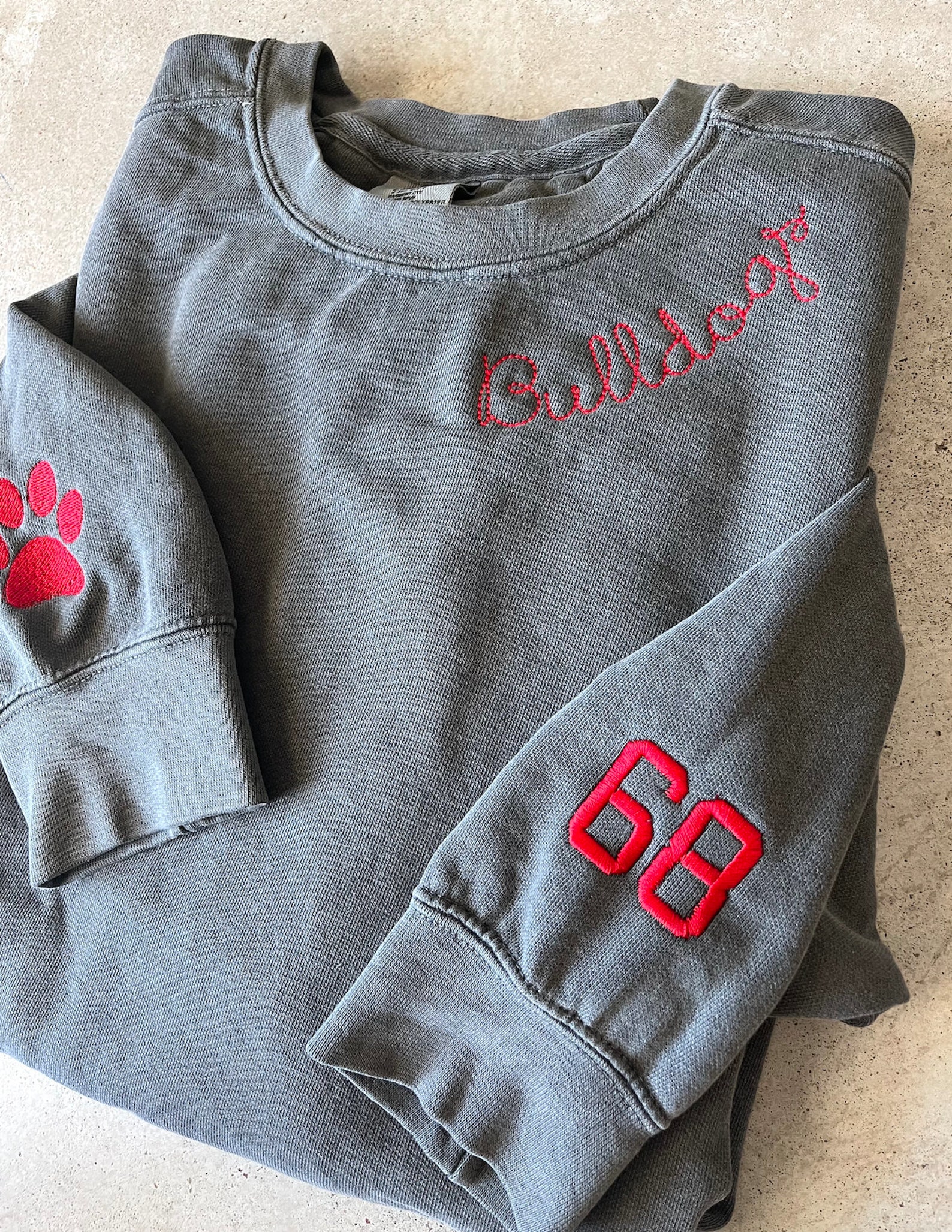 Custom Embroidered, High school Mascot Embroidered Sweatshirt,  Embroidered Collar, Football Fan Pullover
