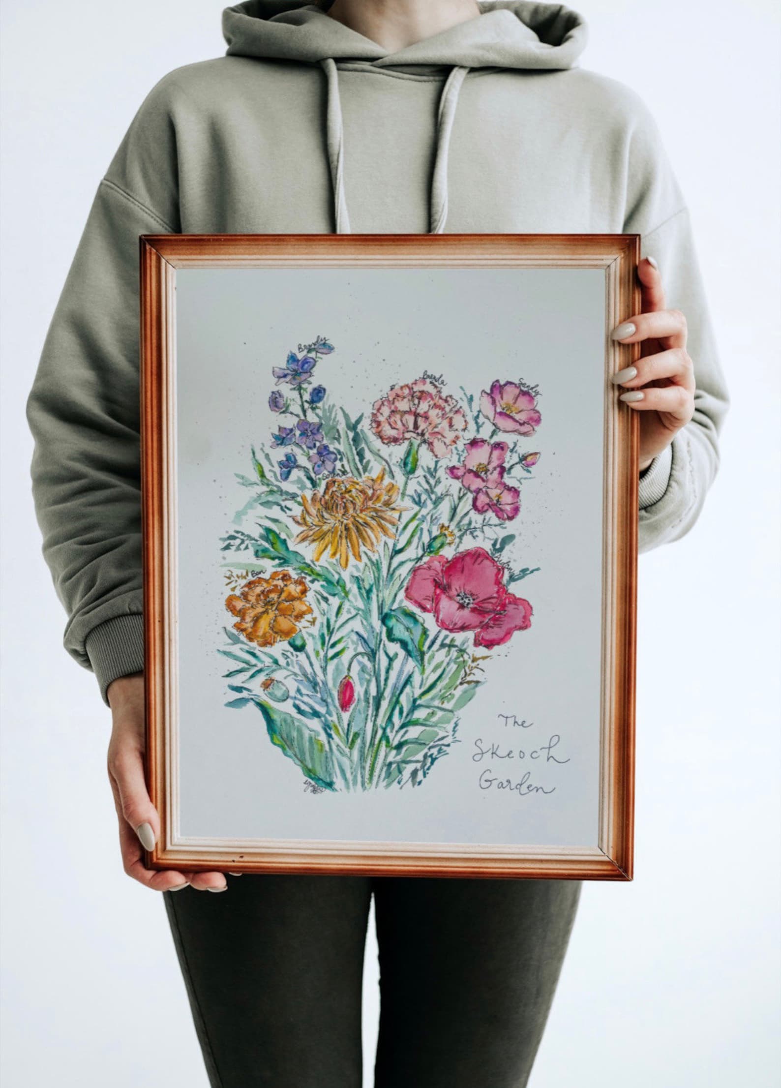 Custom Watercolour Birthday Flower Family Painting