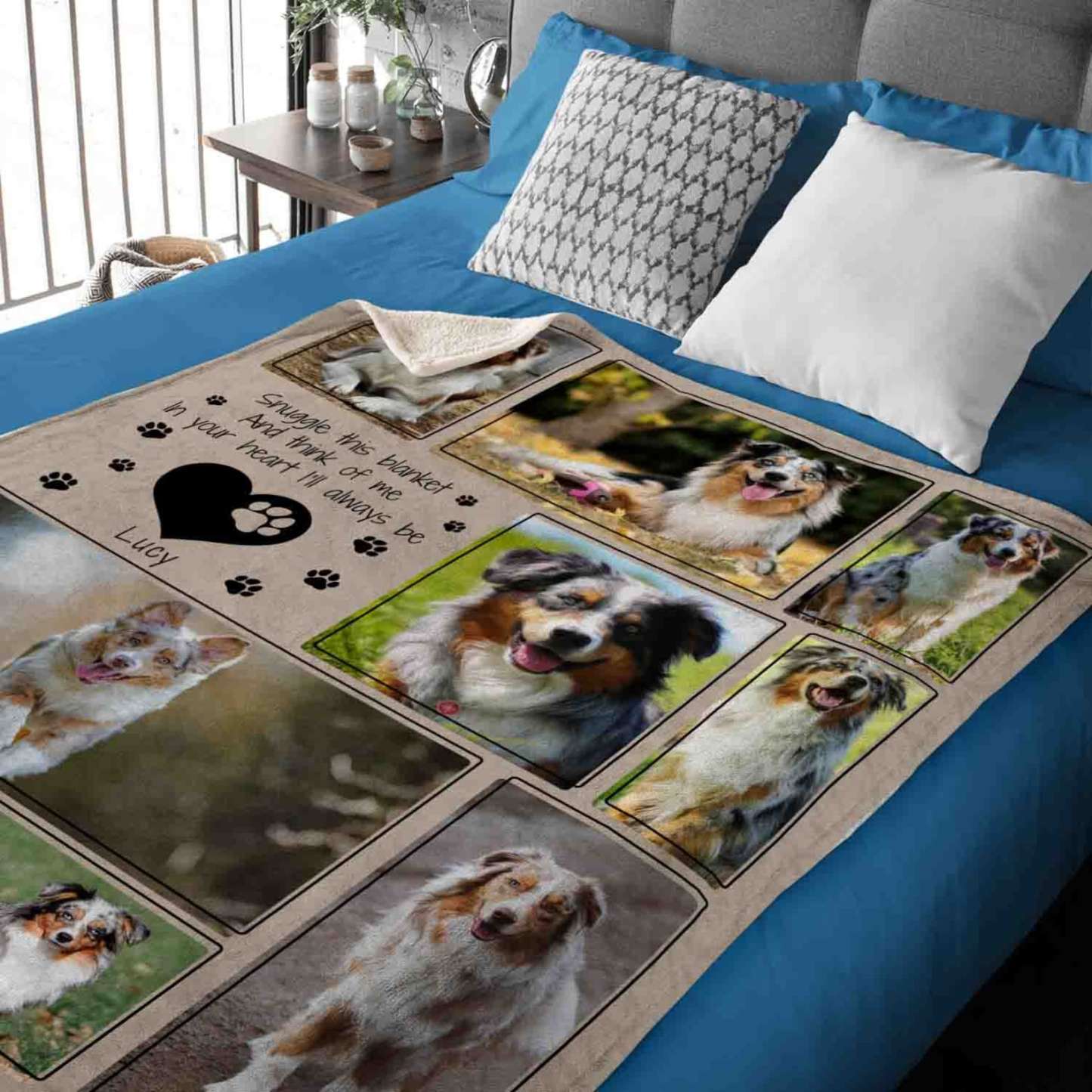 Custom Dog Photo Blanket | Pet Memorial Gift | Sympathy Keepsake | Paw Print Blanket