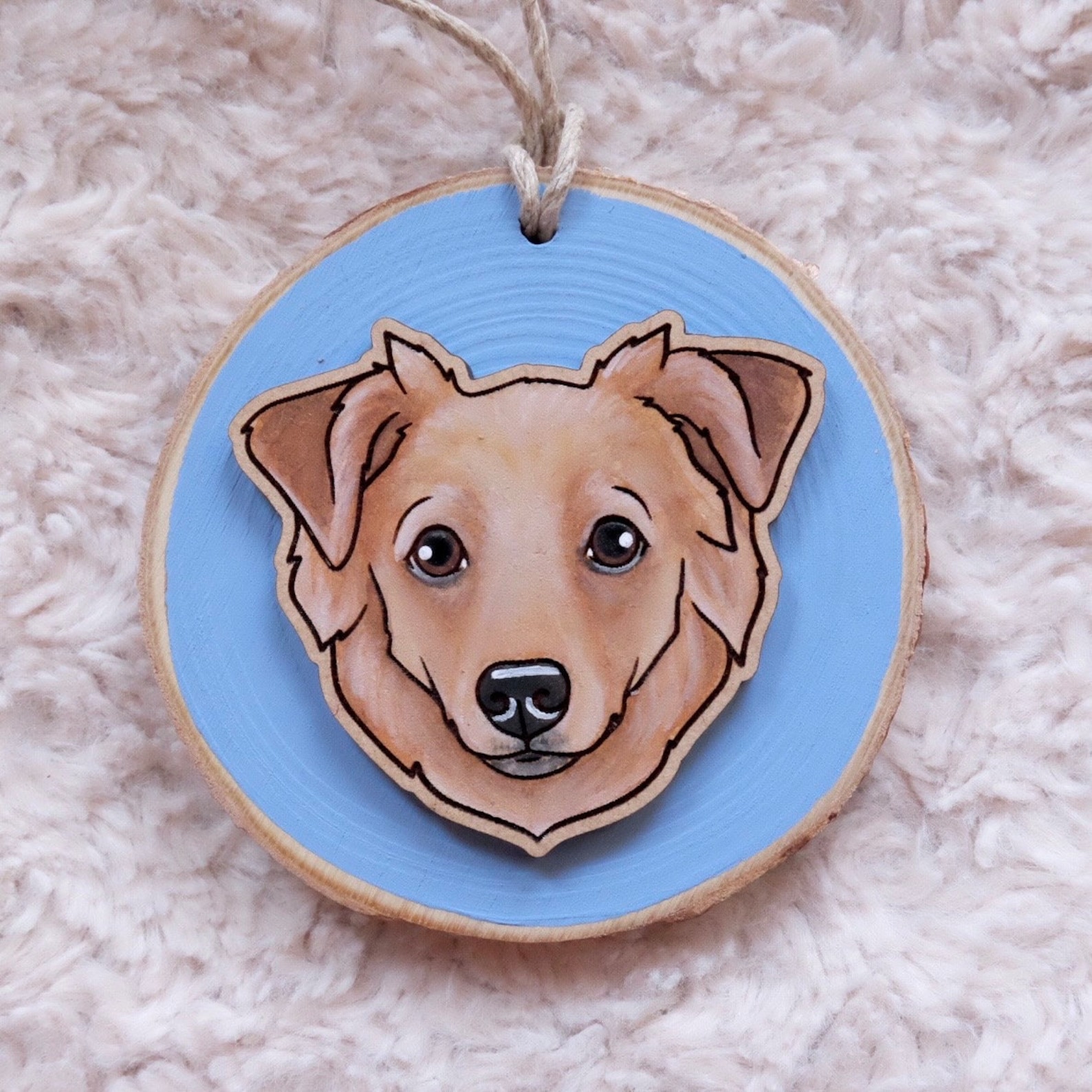 1 Pet - Wood Slice Ornament | Custom Hand Painted Pet Portrait | Dog | Cat
