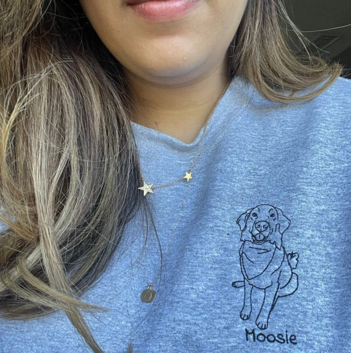 Personalized Embroidered Sweatshirt, Custom Pet Portrait Photo Crewneck Gift, Personalized Pet Face Sweatshirt Gift