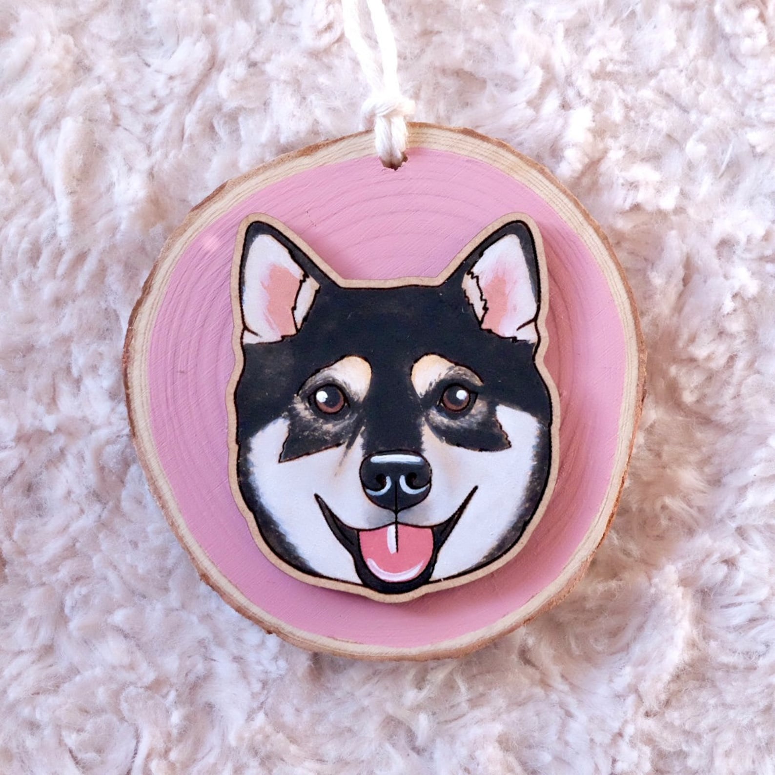 1 Pet - Wood Slice Ornament | Custom Hand Painted Pet Portrait | Dog | Cat
