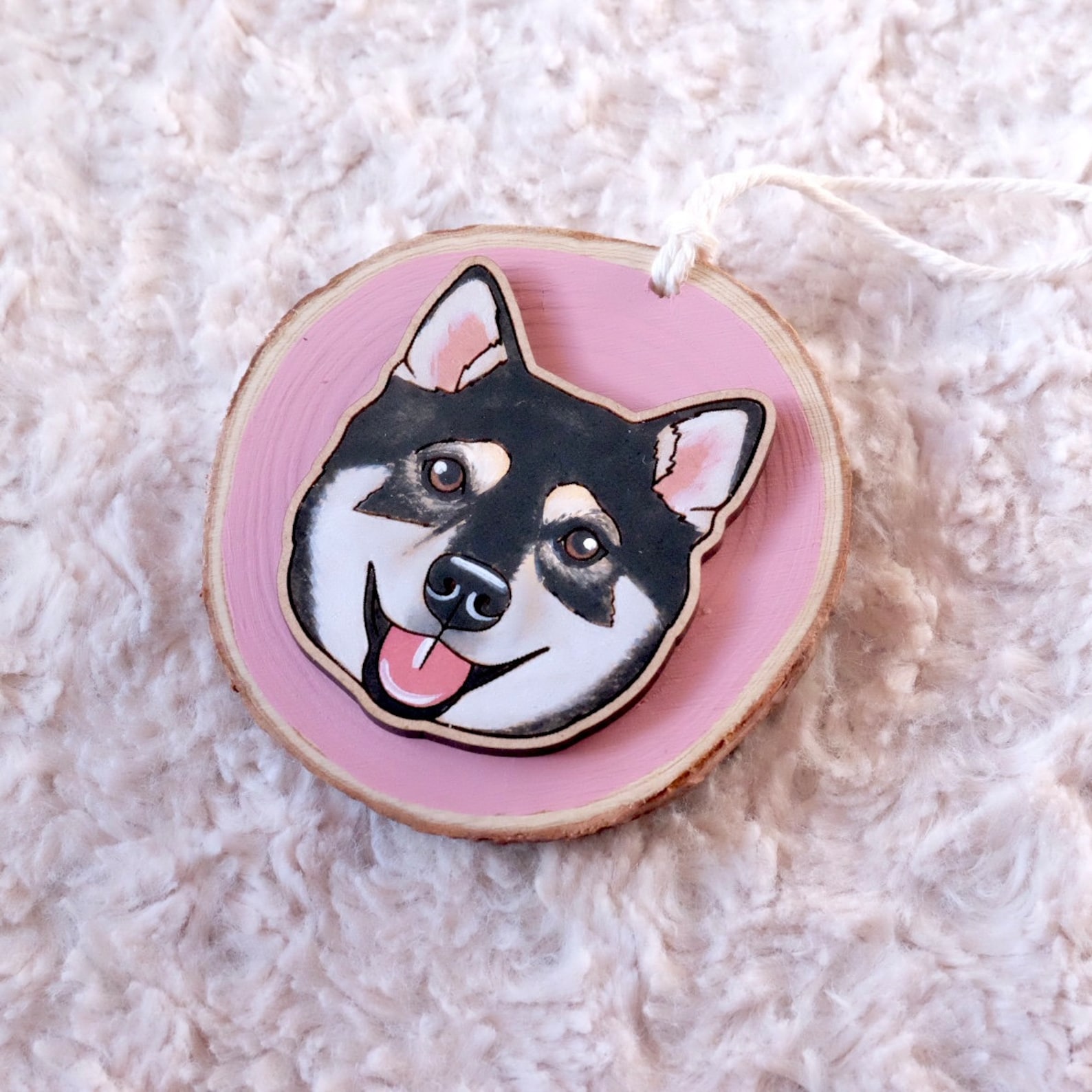 1 Pet - Wood Slice Ornament | Custom Hand Painted Pet Portrait | Dog | Cat