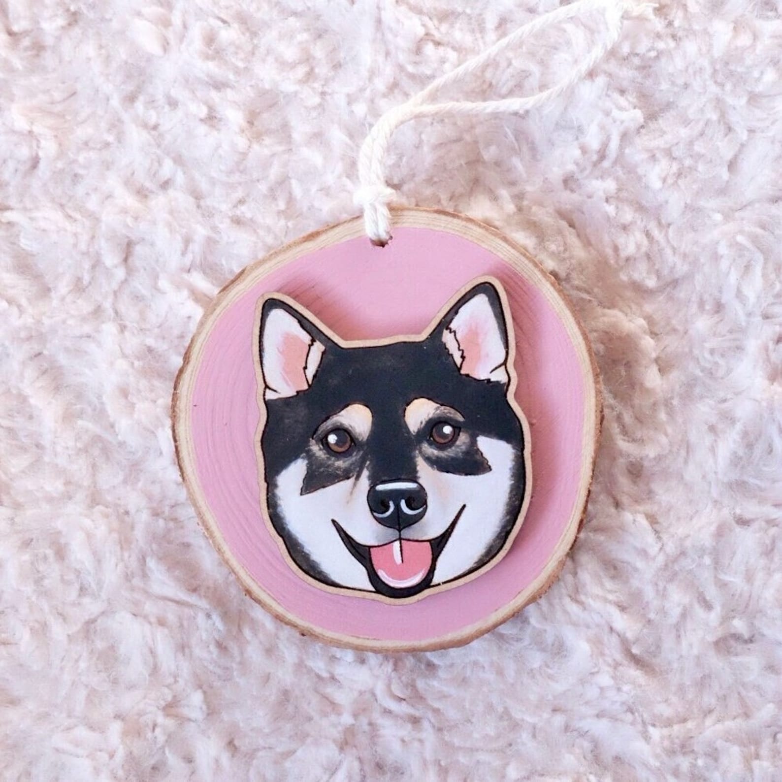 1 Pet - Wood Slice Ornament | Custom Hand Painted Pet Portrait | Dog | Cat