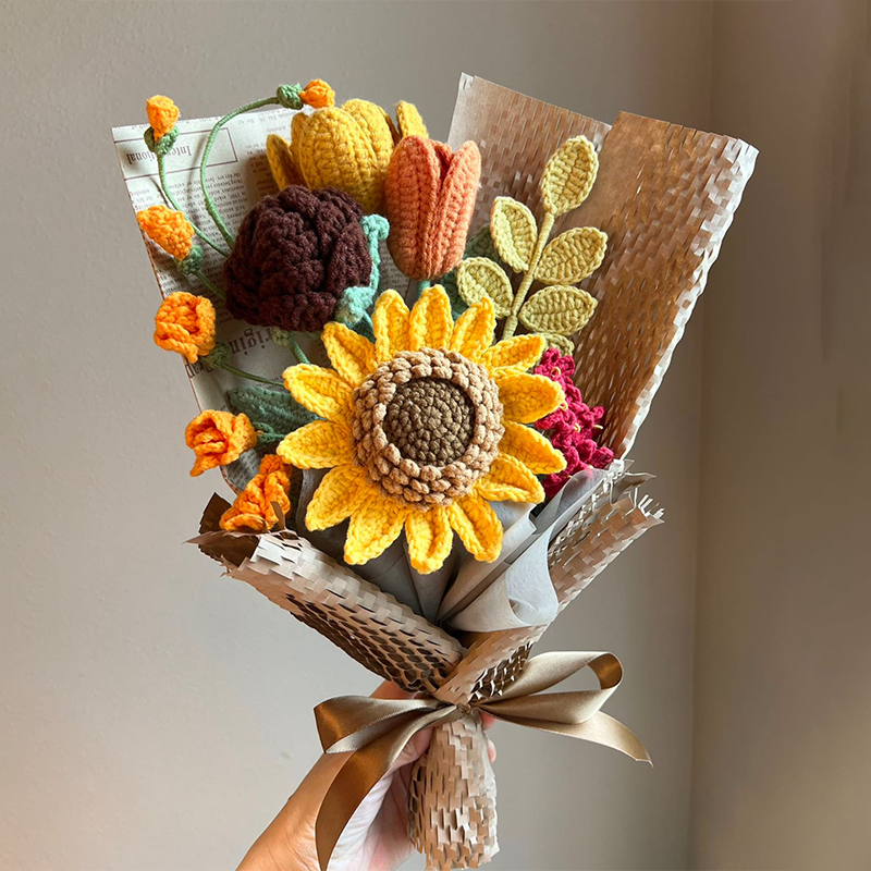 Handmade Crochet Flower Bouquet – Sunflowers, Perfect Christmas or Birthday Gift for Her