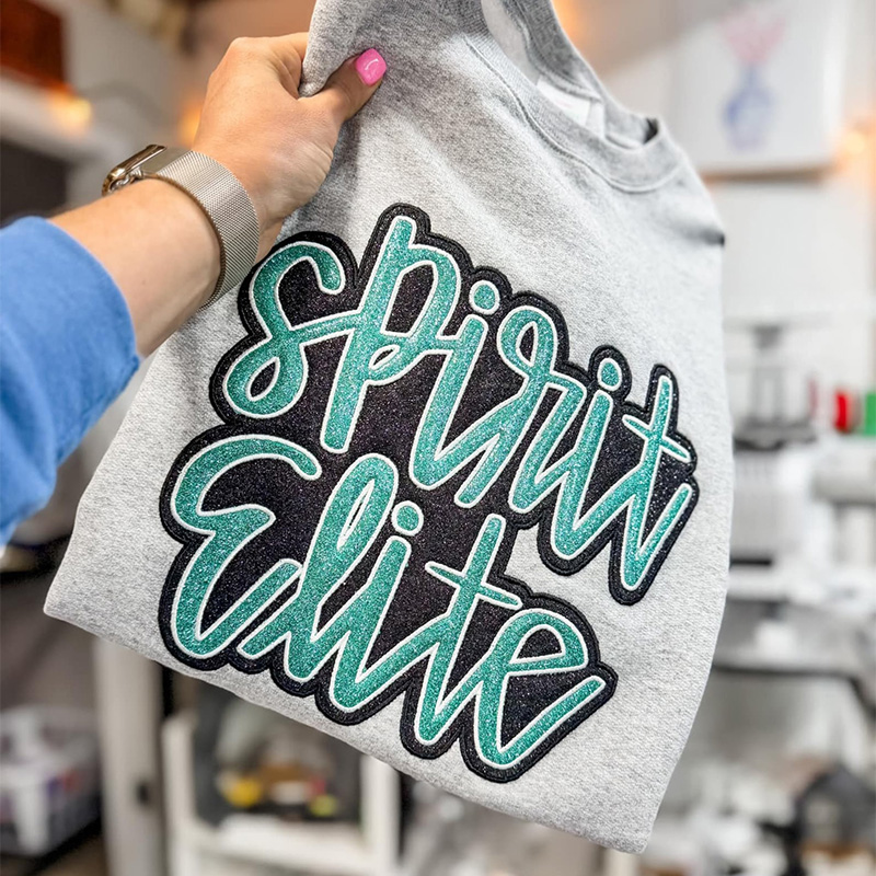 Double Stack Glitter Sweatshirts Embroidery Team Spirit Cheer Baseball Football Mama