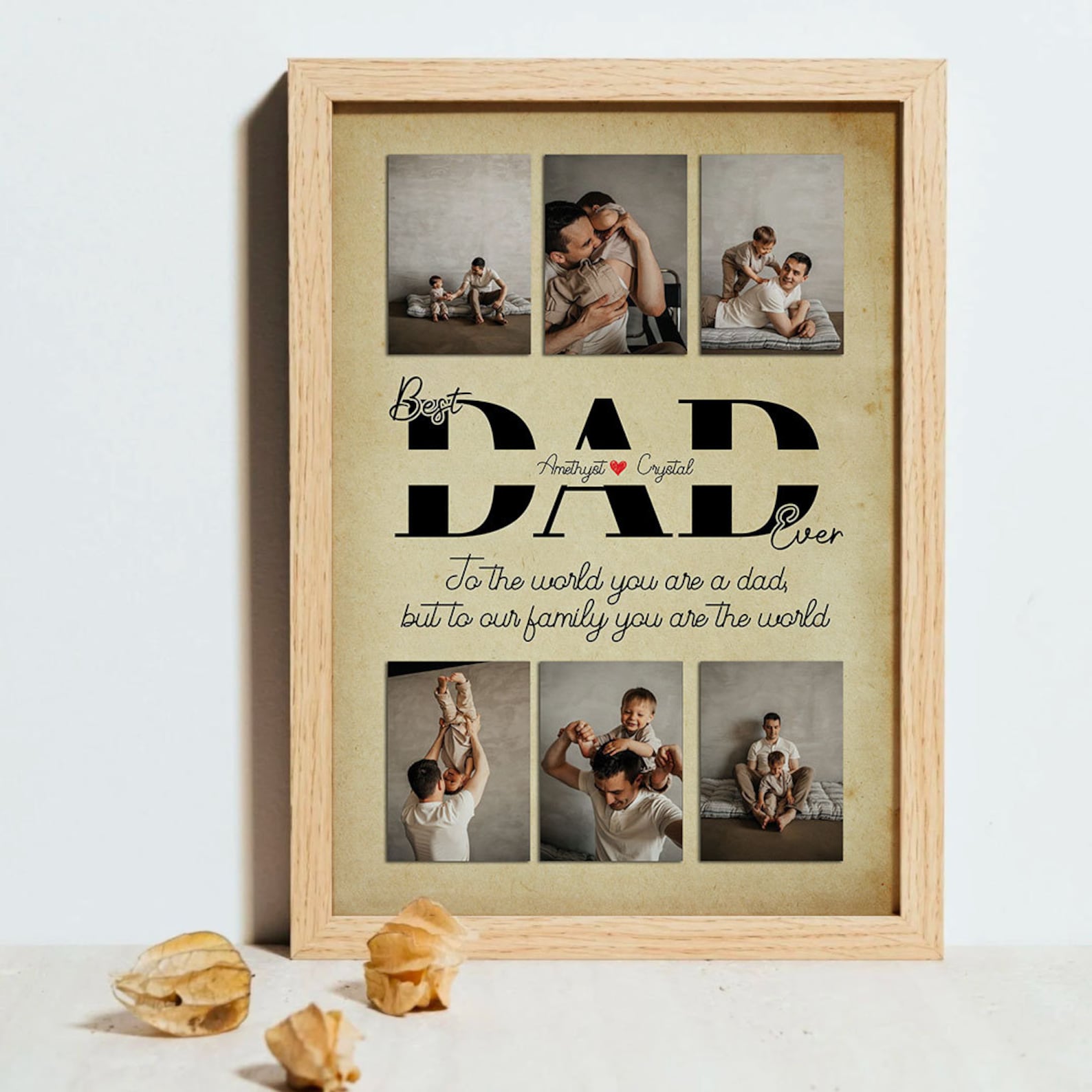 Personalized Dad Collage Print, Custom Dad and Daughter Photo Collage Wall Art Gift, First Father's Day Gift from Wife, Dad's Birthday Gift