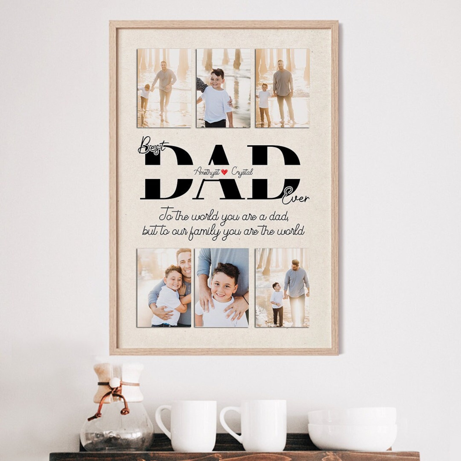 Personalized Dad Collage Print, Custom Dad and Daughter Photo Collage Wall Art Gift, First Father's Day Gift from Wife, Dad's Birthday Gift
