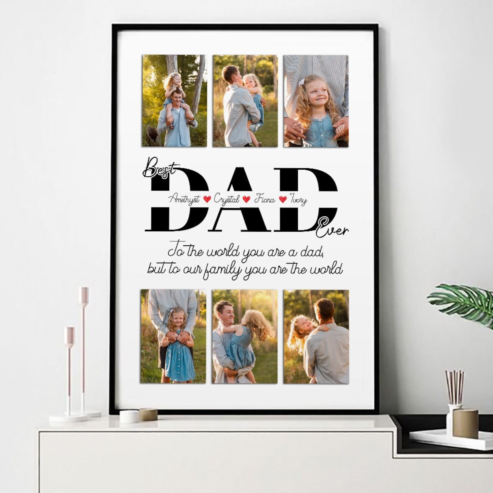 Personalized Dad Collage Print, Custom Dad and Daughter Photo Collage Wall Art Gift, First Father's Day Gift from Wife, Dad's Birthday Gift