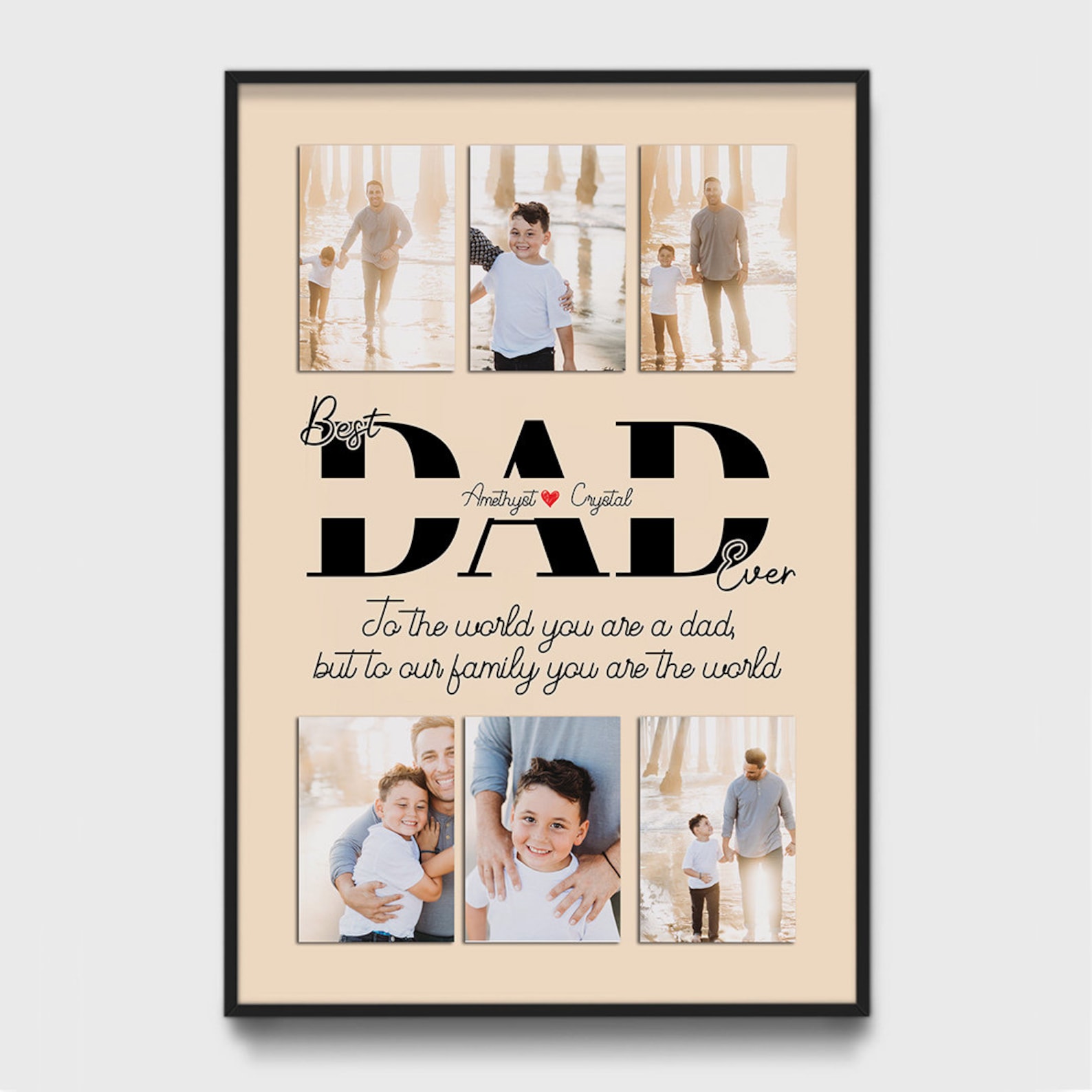 Personalized Dad Collage Print, Custom Dad and Daughter Photo Collage Wall Art Gift, First Father's Day Gift from Wife, Dad's Birthday Gift
