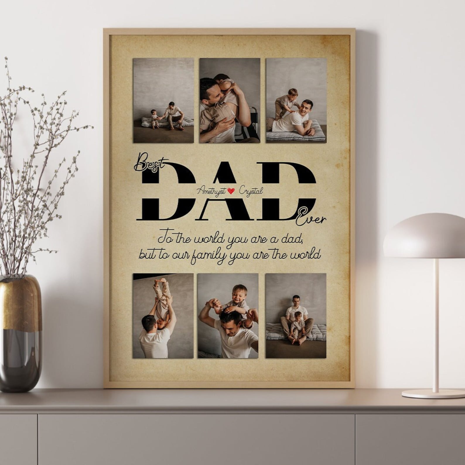 Personalized Dad Collage Print, Custom Dad and Daughter Photo Collage Wall Art Gift, First Father's Day Gift from Wife, Dad's Birthday Gift