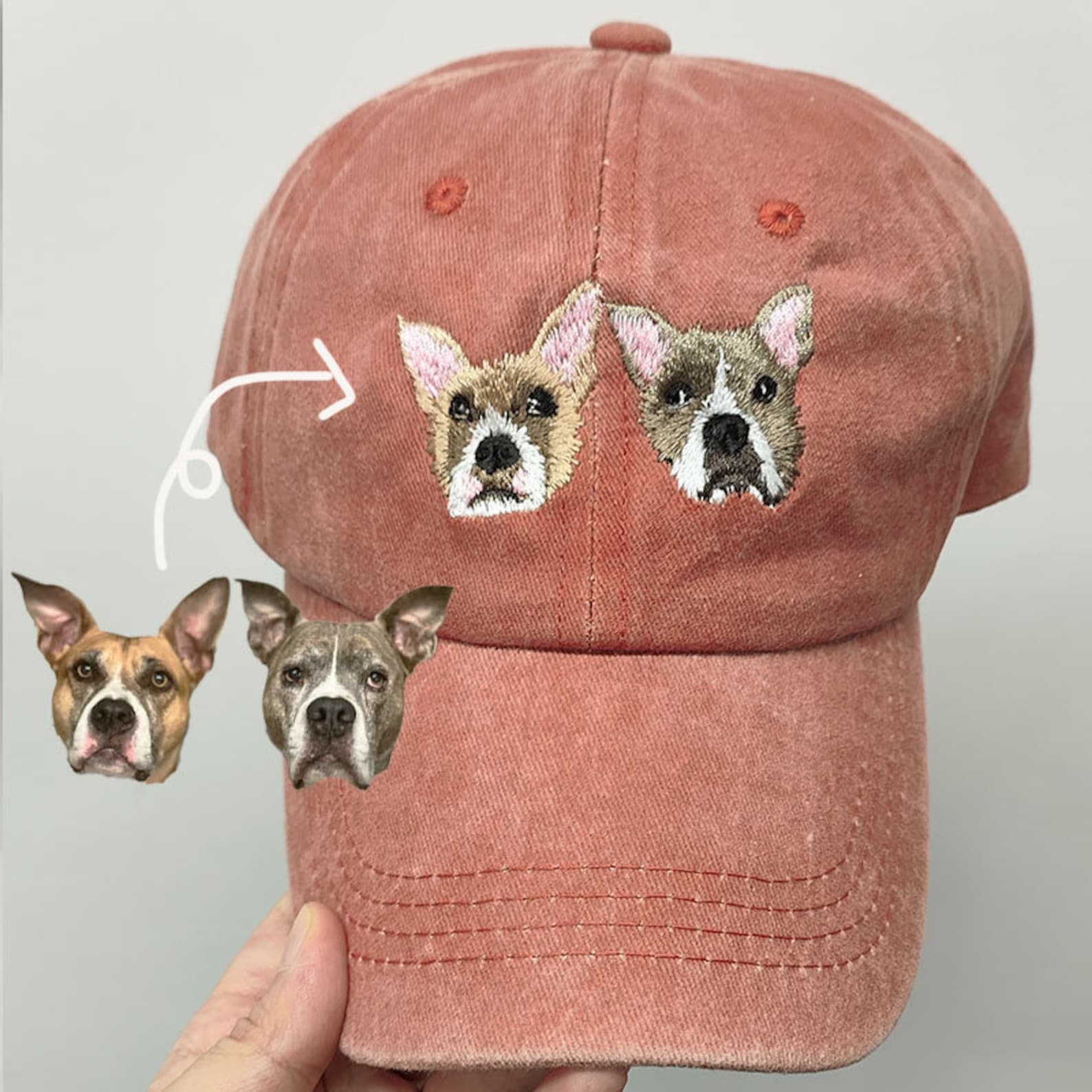 Custom Pet Photo & Name Hat – Personalized Dog or Cat Portrait Embroidery