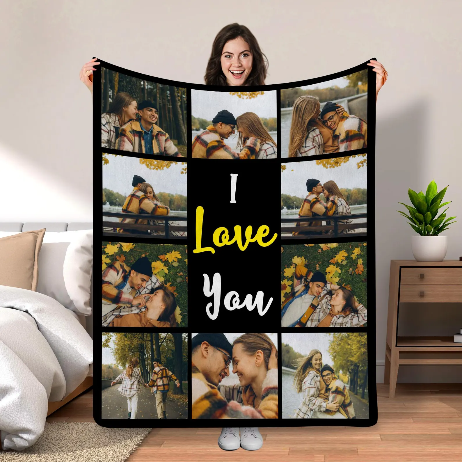 Custom Photo Blanket Personalized Gifts for Lover Anniversary Gifts Valentines Day Gift