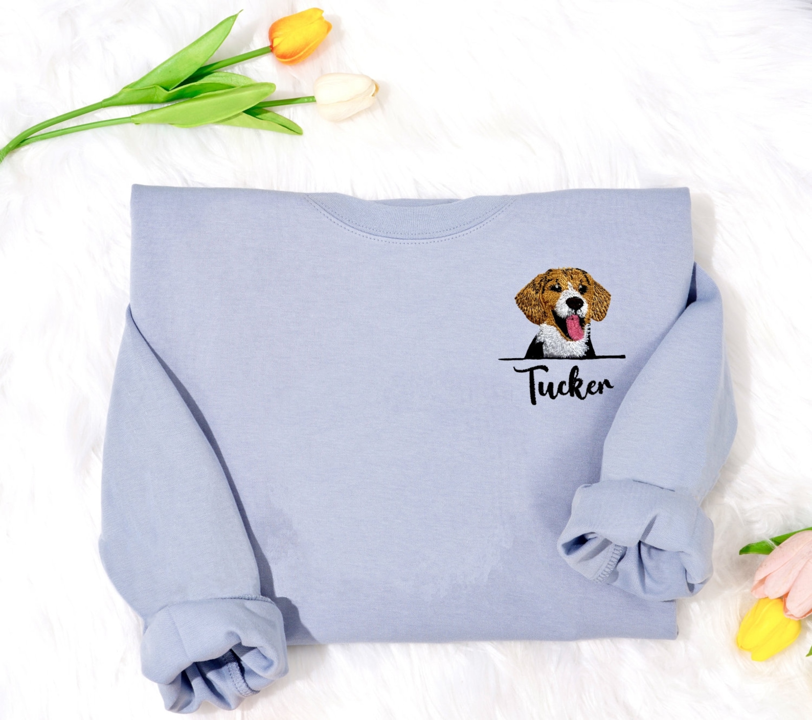 Custom Embroidered Dog face&name Sweatshirt,Custom Embroidered Pet Lover Sweater