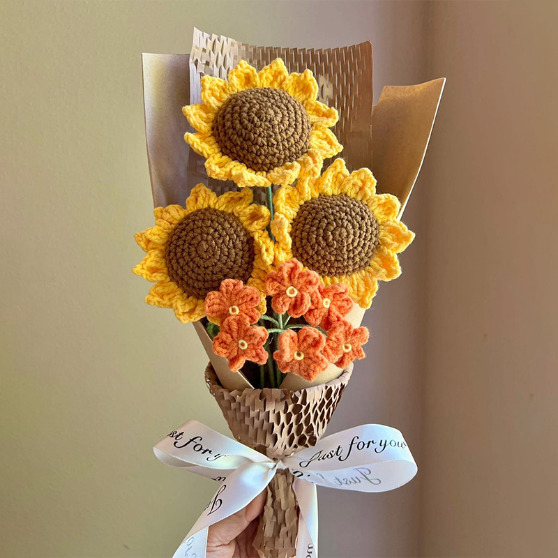 Handmade Crochet Flower Bouquet – Sunflowers, Perfect Christmas or Bir