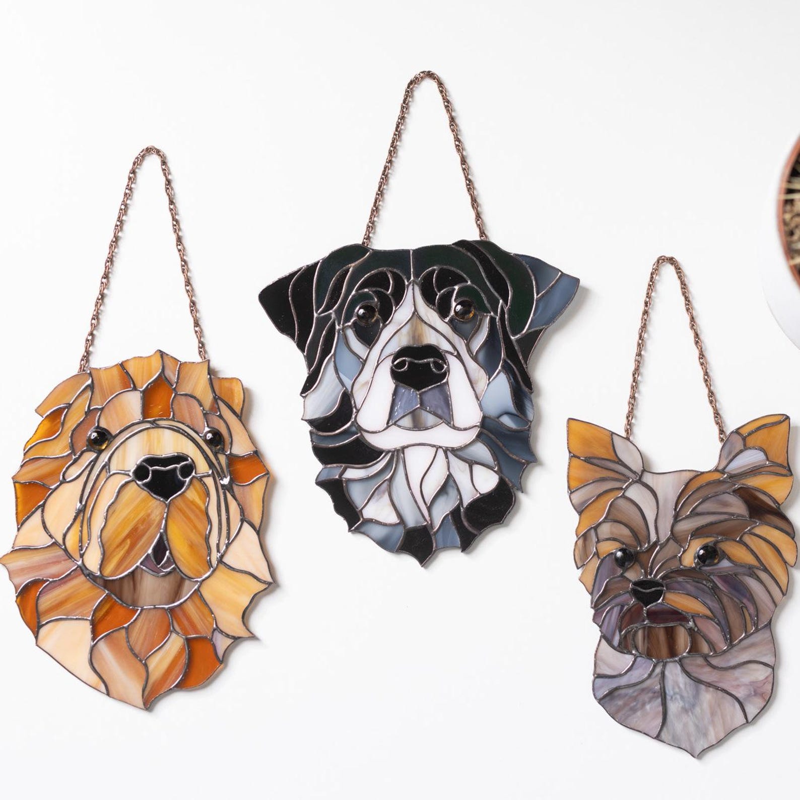Custom Dog Portrait Stained Glass