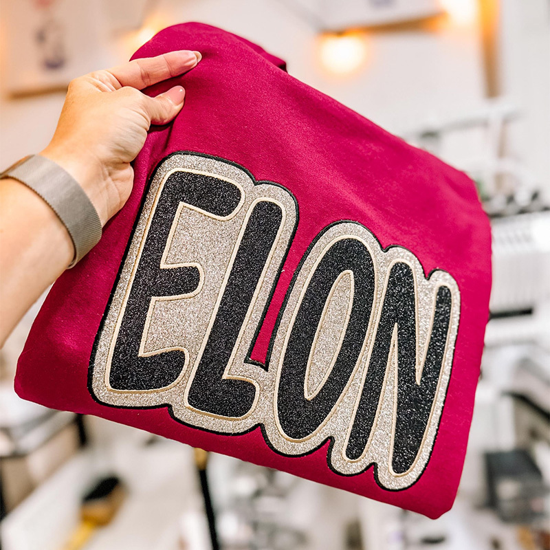 Double Stack Glitter Sweatshirts Embroidery Team Spirit Cheer Baseball Football Mama