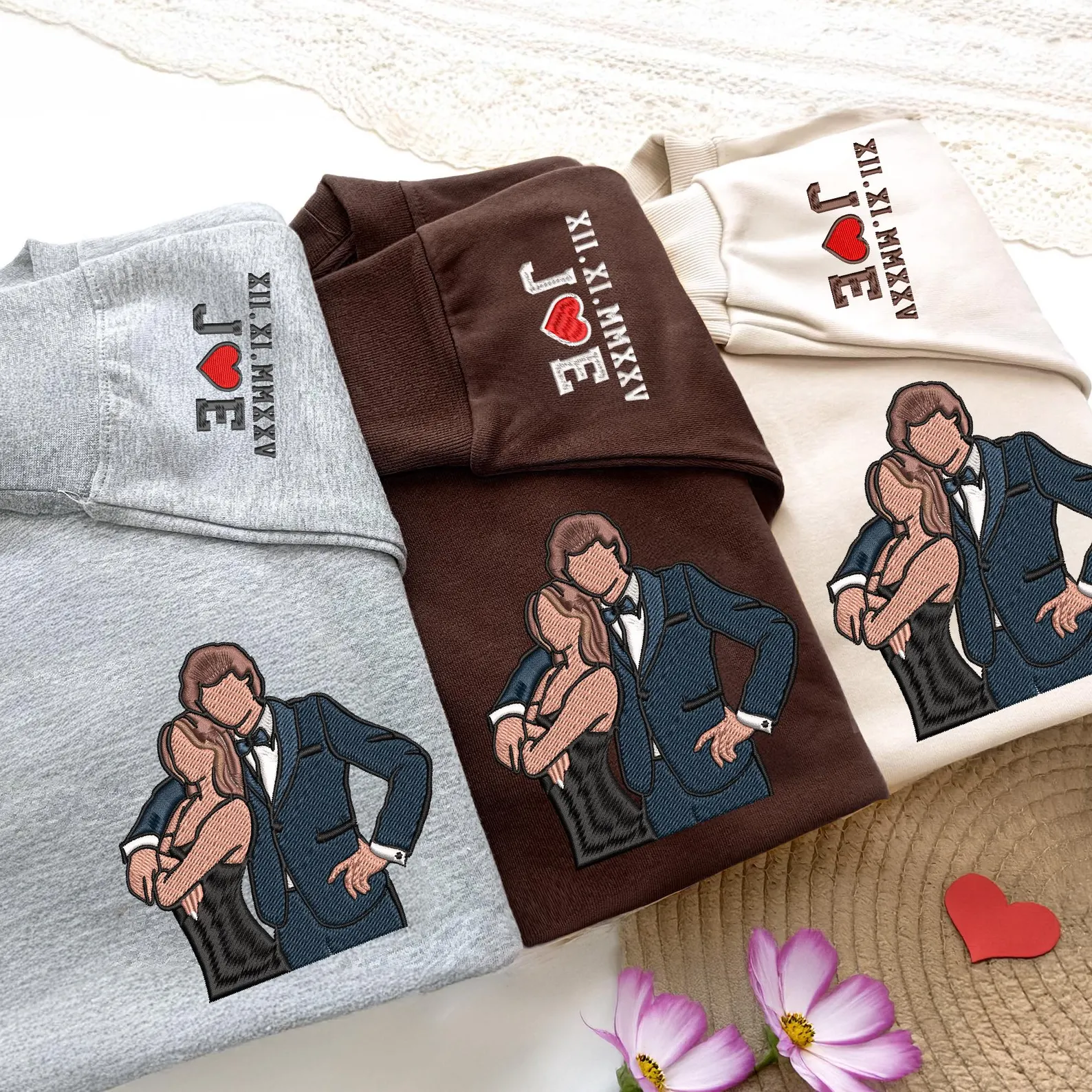 Custom Embroidered Portrait from Photo Sweatshirt Tee Hoodie